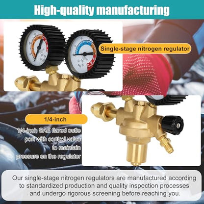 Drkerr 53010 Automotive HVAC Pressure Tester Kit, Nitrogen Pressure Regulator, Charging Hose, Leak Detection Adapter, R134a Connector, Custom Molded Plastic Boxes, Professional-Pressure Testing Tools