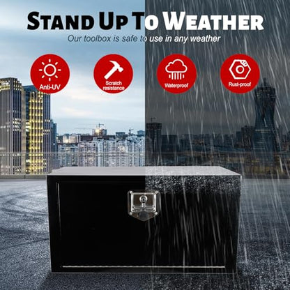 Steel Underbody Truck Tool Box ,Storage Organizer Toolbox with Key & Lock | Waterproof Tongue Box for Storage with Smooth Surface for Truck, Pickup, RV, Trailer - Black, 30" x 14" x 16" - size: 30" x 14" x 16"