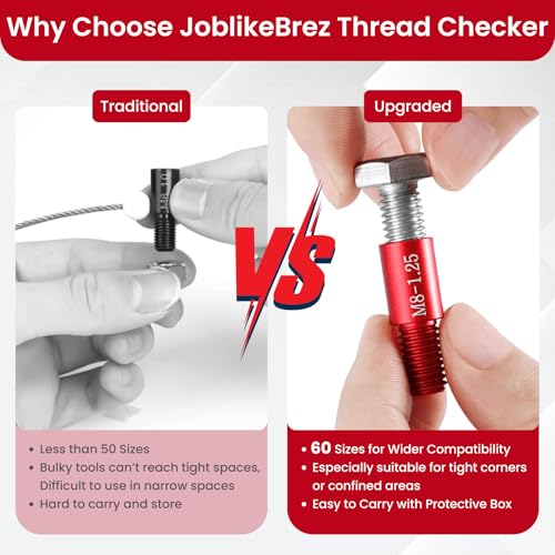 Thread Checker, 60pcs Nut and Bolt Thread Checker, 30 Inch & 30 Metric Box Set Thread Gauge, Thread Checker Standard and Metric Suitable for Size Checker of Bolts or Nuts in Narrow Areas - size: 60PCS Thread Checker