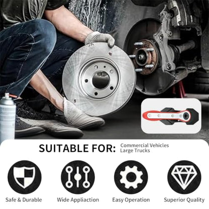 Brake Caliper Compression Tool, Brake Caliper Press, Caliper Piston Spreader, Universal 360° Ratcheting System with 2 Hooks Fits Single/Twin/Quad Disc Calipers for Cars SUV Light Trucks, Red - color: Red