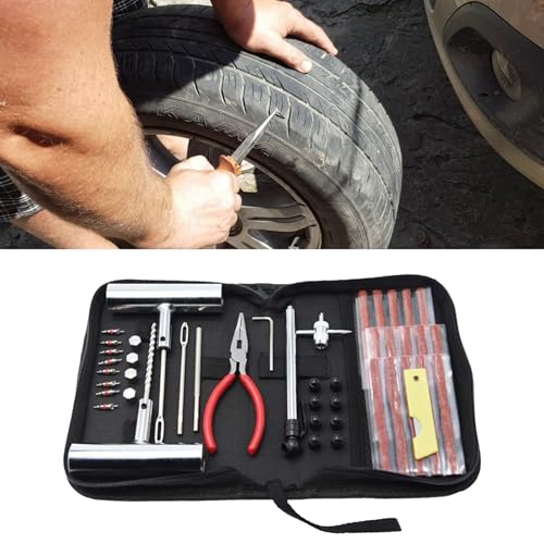45PCS Car Tire Repair Kits, Heavy Duty Tire Plug Kit to Fix Punctures Plug Flats, Vehicle Patch Repairing Set Accessories, Universal for SUV, RV, Truck, Tractor, Trailer, Motorcyle (45PCS)