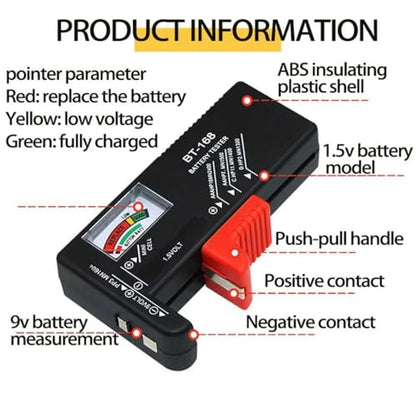 Battery Tester Checker Battery Capacity Tester Display Checkered Analyzer Digital Universal for C AA AAA D N 9V 1.55V Button Cell Batteries