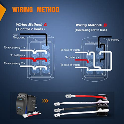 Nilight Waterproof Rocker Switch Toggle ON/Off/ON DPDT 7Pin 12V 24V Jumper Wires Winch Pump for Cars Trucks Caravans Boats RV SUV ATV UTV - color: ON Off ON Switch