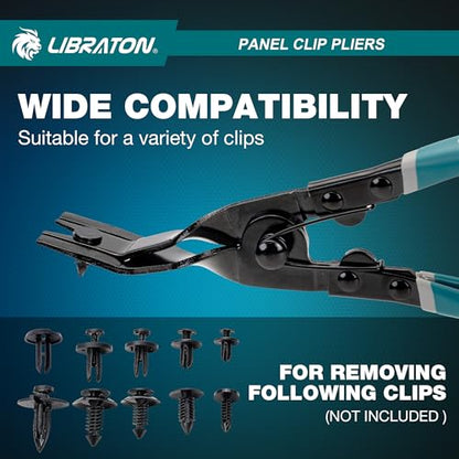 LIBRATON Panel Clip Pliers, Automotive Car Trim Removal Tool | Upholstery Interior Clip Removal Tool, Auto Door Panel Rivet Removal Automotive Fastener Push Pin Pry Pliers, Dashboard Tool
