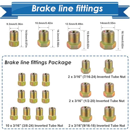 3/16inch x 25 ft Brake Line Tubing Kit Flexible Zinc Coated Alloy Brake Line Tubing Coil with 16 Inverted Flare Fittings SAE Standard - size: 3/16 Inch Silver, style: Brake Line