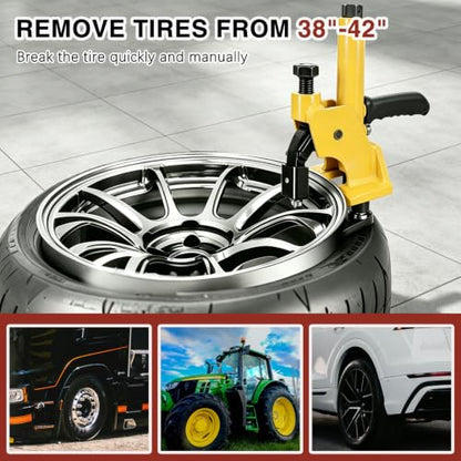 38"-42" Manual Tire Bead Breaker Tire Change Tool with Rubber Pad | All Terrain Vehicle，Easy-Operated，Lightweight and Portable，Fit for 38 and 42 Inches Tires Changer，Yellow - color: Yellow