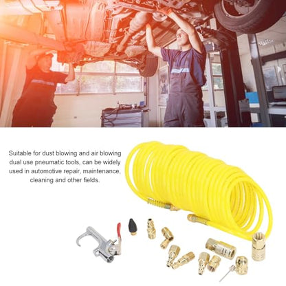 14PCS Air Compressor Kit with 1/4 Inch Quick Connector, Nylon Air Hose Kit for Automotive Repair and Cleaning, Includes Blow Gun and Fittings for Dual - Use Pneumatic