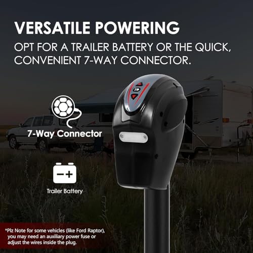 POLESTAR Electric Trailer Jack with Backlit Control Touch Panel, 5000lbs Electric Power A-Frame Tongue Jack with Waterproof Cover & LED Light for Travel Trailer Camper, RV, 12V DC 7-Way Plug - size: 5000lbs w/Control Touch Panel&7-way connector