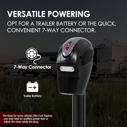POLESTAR Electric Trailer Jack with Backlit Control Touch Panel, 5000lbs Electric Power A-Frame Tongue Jack with Waterproof Cover & LED Light for Travel Trailer Camper, RV, 12V DC 7-Way Plug - size: 5000lbs w/Control Touch Panel&7-way connector