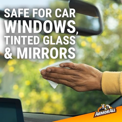 Armor All Car Glass Wipes, Auto Glass Cleaner, 90 Count | Ammonia-free window cleaner wipes safe on tinted glass; remove filmy residue, fingerprints, and bugs - size: 1 Count (Pack of 1)