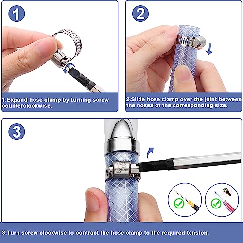 Hose Clamp- Qibaok 120 PCS Stainless Steel Hose Clamps Assortment Kit | 1/4''–1-1/2'' Worm Gear Clamps for Fuel Line, Plumbing, Automotive, Mechanical Applications, Pipe, Tube, Radiator, Garden