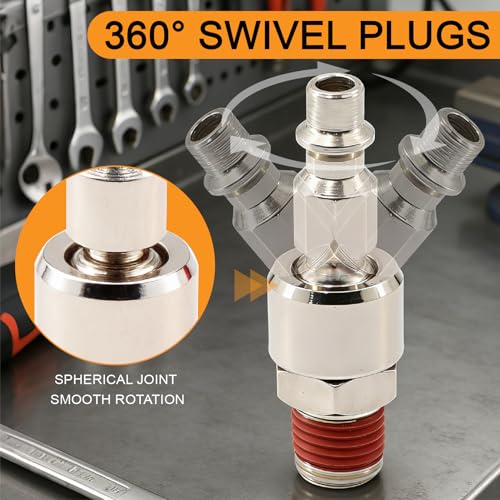 54Pcs 1/4" Quick Connect Air Hose Fittings,1/4" NPT Air Compressor Tool Fittings with Swivel Air Fittings - size: 54 Pieces