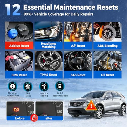 LAUNCH OBD2 Scanner CRP129X V3.0 Elite Scan Tool, 12 Resets Lifetime Update | Upgrade of CRP123X, ABS/SRS/Transmission/Check Engine Car Code Reader, FCA AutoAuth & Auto VIN, CANFD DoIP, 8.1 Android