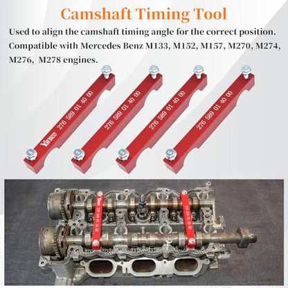 Engine Alignment Locking Timing Tool Kit with 4PCS Camshaft Adjuster Tool Kit, Compatible with Mercedes Benz M157/M276/M278, T60 & T100 Camshaft Scoket, Fuel Injector Puller - size: for M157/M276/ M278