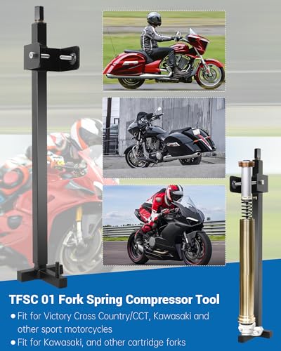 TFSC 01 Fork Spring Compressor Tool, Carbon Alloy Steel, Powder Coated, Fit for Replacing Front Fork Seals and Oil Seals on Most Current Sport Bikes and Road Racers etc
