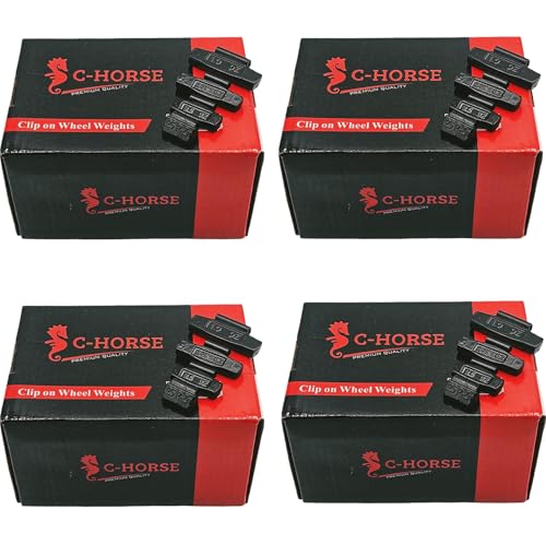 C-HORSE 400Psc Clip On Wheel Weights Black Coated Assortment - 4 Styles (AW, FN, MC, P) - Hammer Type Rim Balancers - 0.25oz, 0.5oz, 0.75oz, 1.0oz, 100Pcs for Each Style, Fits Steel & Aluminum Wheels - size: AW+FN+MC+P 0.25-1OZ