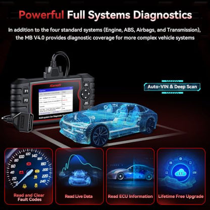 iCarsoft Bidirectional Diagnostic Tool for Most Mercedes-Benz/Sprinter/Smart from 1996-2025 MB V3.0 2026 Version Up to 39 Service Full System OBD2 Scanner All Test AutoVIN Battery Test Free Update