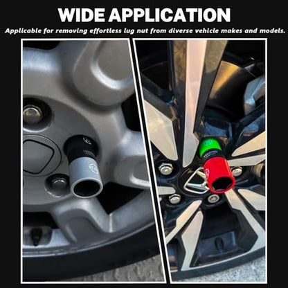 7 PCS 1/2 Inch Drive Lug Nut Socket Set, 1/2" Thin Wall Impact Flip Sockets | 17/17.5, 18.5/19.5, 19/21, 21/21.5, 22/22.5mm for Wheel lug Nuts with Non-Marring Sleeves, Knockout Bar & Extension, CR-MO - color: 7pcs