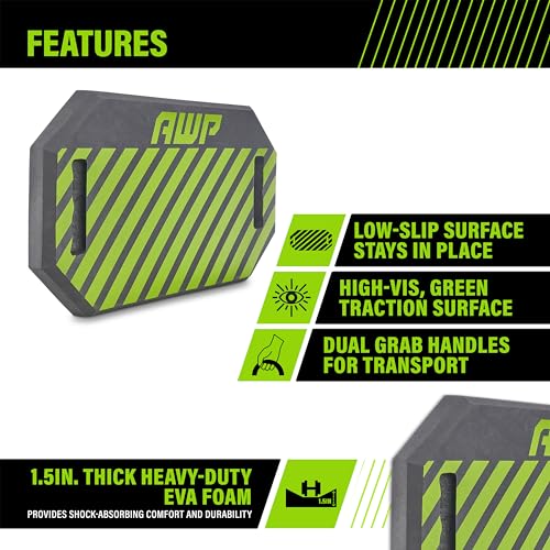AWP Foam Kneeling Pad with 1.5" Shock Absorbing EVA Foam, Lightweight, Durable Work Pad for Electricians, Carpenters, Mechanics, Gardeners & More, High Visibility Green | 1L-223-1 - size: 1 Count (Pack of 1)