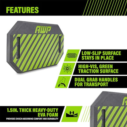 AWP Foam Kneeling Pad with 1.5" Shock Absorbing EVA Foam, Lightweight, Durable Work Pad for Electricians, Carpenters, Mechanics, Gardeners & More, High Visibility Green | 1L-223-1 - size: 1 Count (Pack of 1)