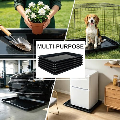 6 Pack Oil Drip Pan Heavy Duty, 35.2 x 23.4 Inch PP Plastic Oil Catch Pan, Waterproof Leak-Proof Reusable Drip Tray for Under Car Oil Changing, Garage Driveway & Home Appliance