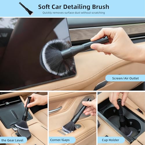 TICARVE 9Pcs Car Detailing Kit for Dash, Air Vents, Keyboard & Electronics | Car Interior Cleaning Kit, Dust Removal Cleaning Kit, Auto Deep Cleaning Detailing Tools, Hard-to-Reach Cleaning Kit