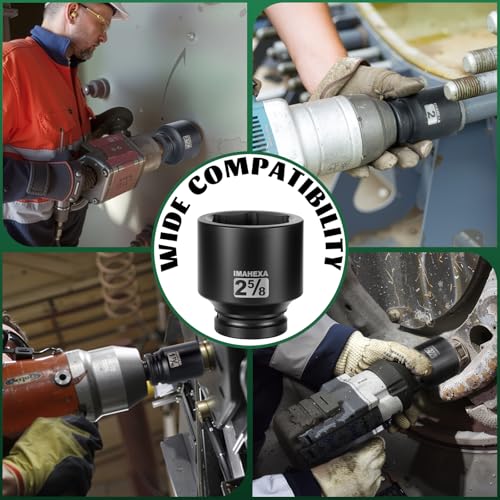 1" Drive Shallow Impact Socket,2-5/8 Inch SAE Jumbo Socket,CR-MO 6 Point for Easy Removal of Large Axle Nut（SAE) - size: 1 Inch Shallow 2-5/8", style: 1"Drive Shallow Impact Socket