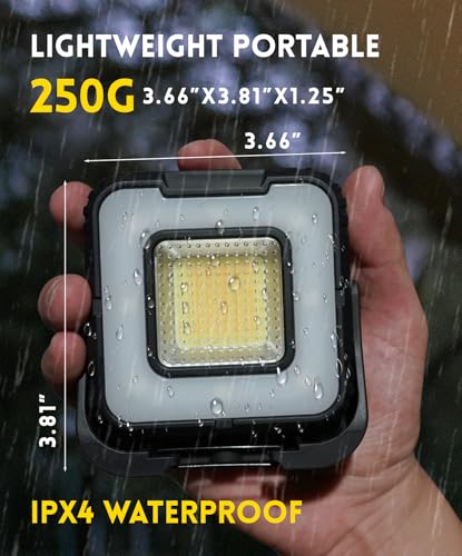 Rechargeable Magnetic Work Light, Portable LED Work Light with 7 Modes & Stepless 1800K-5500K, 360° Rotatable with Hook, Mechanic Light for Car Repair Camping Outdoor Emergency