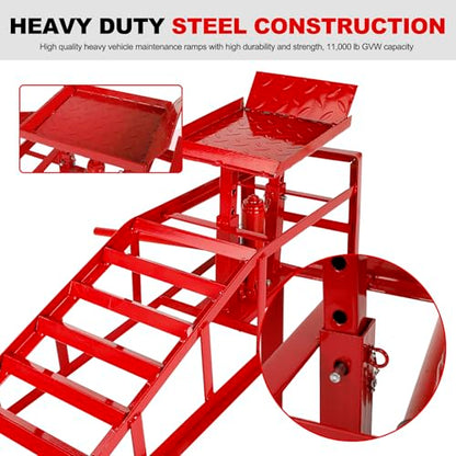 1 Pack 5T 10000lbs Hydraulic Car Ramps Low Profile Car Lift Service Ramps Truck Trailer Garage Lift Height Range 9.8" to 15" Hydraulic Vehicle Ramps Red - size: 1PC-Red