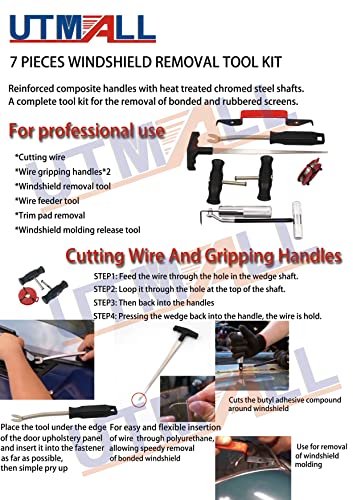 Windshield Removal Tool Kit 7pc Automotive Wind Glass Removal Hand Tool Windscreen Remover Set