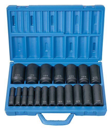 Grey Pneumatic Corp 1319D 1/2'' Drive Deep Length Fractional Master Set - 19 Piece - style: 19 Pc. Deep Length Fractional Master Set