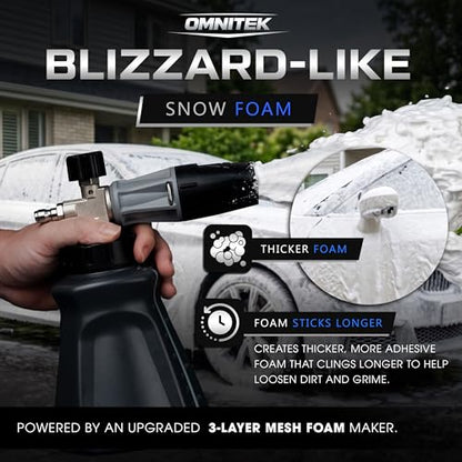 Foam Cannon for Pressure Washer - Wide Mouth Snow Foam Gun - Leak Proof Design & Adjustable Sprayer - 1 Liter Bottle with ¼” Quick Connect - Sprays Thick Suds for Quick Cleaning