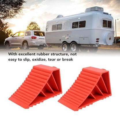 Ejoyous Heavy Duty Rubber Wheel Chock with Ribbed Anti Slip Design and Handle for Car Truck SUV Trailer RV