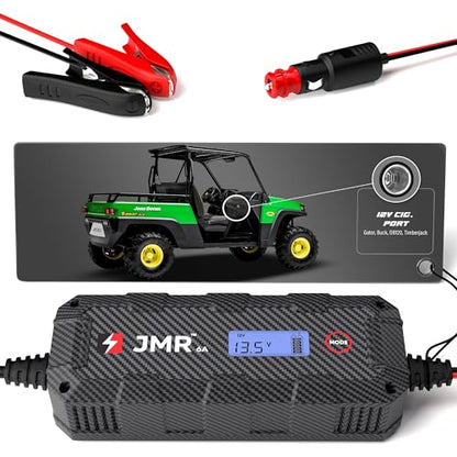 JMR 12V Battery Charger for John Deere, 12V Cig. Port, No Lithium Mode | Trickle Charger Conditioner Maintainer For Gator Buck DB120 Timberjack All Models - size: No Lithium Mode