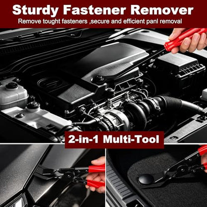 8 Pcs Auto Trim Removal Tool Kit Plastic Pry Tool & Clip Remover Pliers for Car Panel Dashboard Door Clips and Upholstery,No Scratch Plastic Trim Repair Tools Set-Red