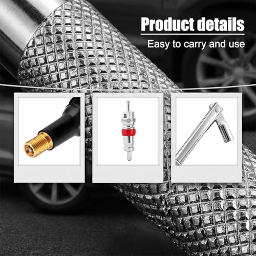 14PCS Car Tire Valve Stem & Core Removal Kit, Including 6PCS TR412 Snap-in Valve Stem and Core with 1 Single Head Remover Installer Tool, Auto Tyre Accessories, Universal for Vehicle