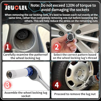 45 Wheel Locking Nut Key for BMW, Socket Adapter (OD 27mm-ID 25mm) | Wheel Lock Nut Socket Adapter, Anti-Theft Lug Nut Removal Tool, Anti-Theft Screw Remover, Repair Tool, Tyre Fitting, garage - color: Socket 045