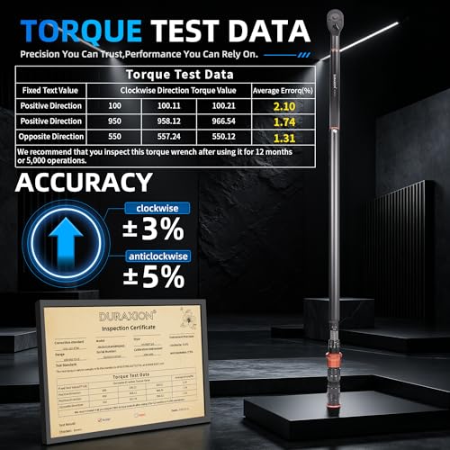 Torque Wrench 3/4-Inch Drive Dual Range Scales 100-950ft.lb/135.58-1288.03Nm, ±3% Precision, 48 tooth Dual-direction Torque Wrenches for Car Truck Maintenance and Product Assembly - size: 【3/4-Inch DR.100-950 FT.LB】