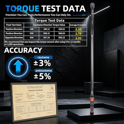 Torque Wrench 3/4-Inch Drive Dual Range Scale 100-950ft.lb/135.58-1288.03Nm | ±3% Precision, 48 tooth Dual-direction Torque Wrenches for Car Truck Maintenance and Product Assembly - size: 【3/4-Inch DR.100-950 FT.LB】