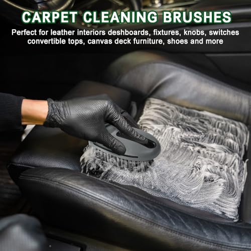 Carpet and Upholstery Cleaning Brush, Stiff Bristle Carpet Detailing Scrubber Brush, Multi-Functional Car Detailing Scrub Brushes, Cleaning Brushes for Car and Home Couch Floor Mats (Gray) - color: Gray