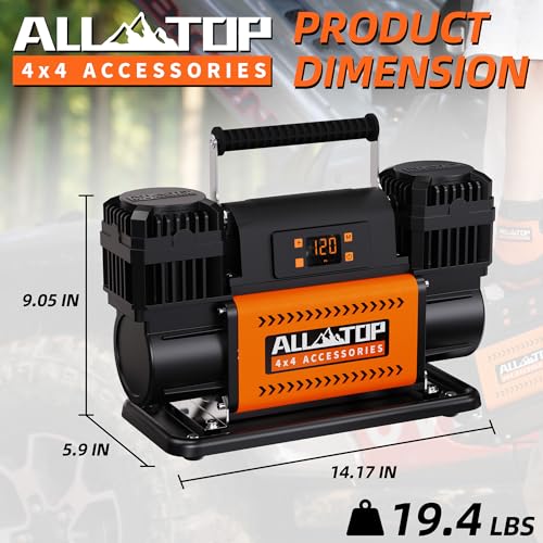 ALL-TOP 12V Air Compressor w/LCD Control Panel to Preset Target Pressure, 150PSI 12.35CFM Air Pump Inflator for Overland (Dual Cylinder) - color: 350 L/Min, Digital Setting Auto-stop