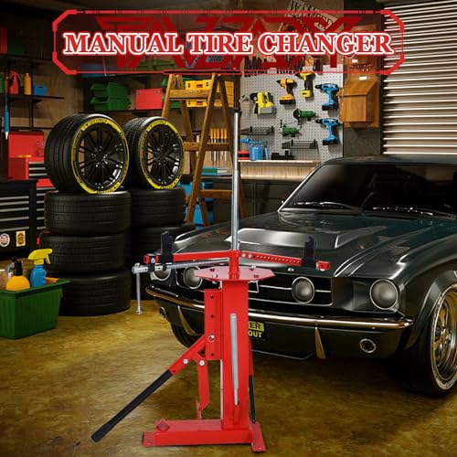 Multi Manual Tire Changer Machine for 4" to 21" Tires Portable Hand Bead Breaker Mounting Tool Heavy Duty Tire Changer for Motorcycle Gocart Trailer Bike ATV Truck (Red)