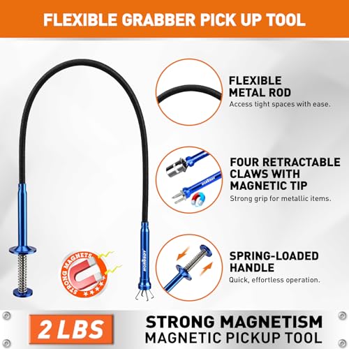 HORUSDY 4PCS Telescoping Magnetic Pick Up Tool Kit, Magnetic Sweepers Set with 360° Inspection Mirror, 2 Telescoping Magnetic Pickup Tools (5–25.6/6.9–29.5 in) & 24 in Flexible Claw Grabber - style: 4PCS Telescoping Magnetic Pick Up Tool Kit