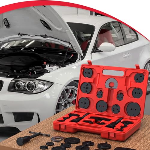 Heavy Duty Disc Brake Piston Caliper Compressor Wind Back Tool Universal Sets for Brake Pad Replacement with Hanger Hooks-28 Pieces - color: Red Black