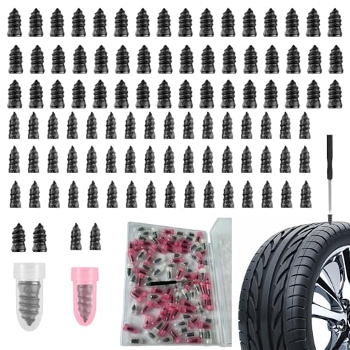 60PCS Tire Repair Nail Kit, 2026 Rubber Tire Repair Plugs, Quick Fix Tire Plugs for Truck, Car, Motorcycle, Tractor Tire Flat Tire Repair, Convenient, Durable Sealing for Most Tubeless Tires