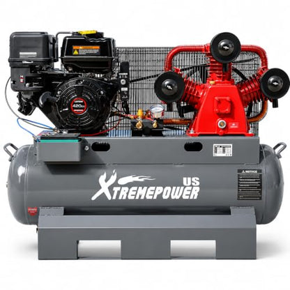 XtremepowerUS 13.0HP Horizontal Air Compressor Tank 30 Gallon Tank Gas-Powered 3-Cylinder Service Truck Mount Workshop, Construction Sites, Machinery