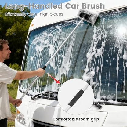 Car Wash Brush with Long Handle, 60'' Soft Bristle Cleaning Brush, Car Cleaning Brushes, Carwash Brushes for SUV, RV, Boat, Truck, House Siding, Sweep Snow, Gray - color: Gray