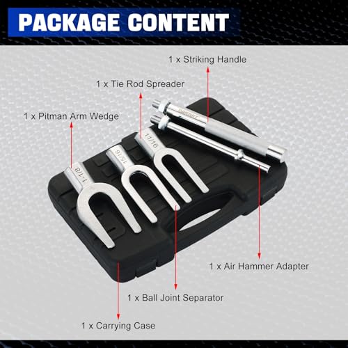 DASBET Ball Joint Separator Tie Rod Tool Set 5PCS Pickle Fork Kit with Ball Joint, Tie Rod, and Pitman Arm for Cars and Light Trucks (Black) - color: Black