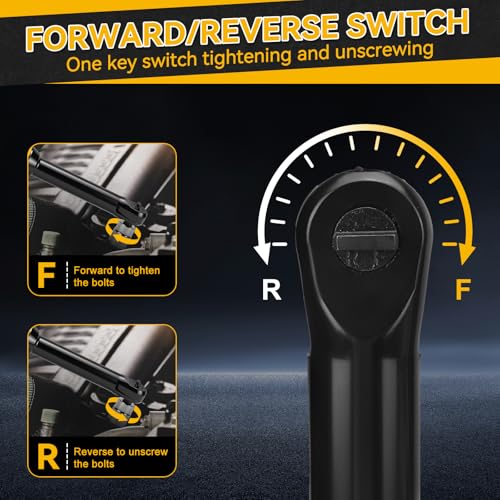 3/8" Cordless Ratchet Wrench for Dewalt 20V Battery, 60 Ft-lbs(81 N.m) Electric Ratchet Set with Extended Head, Variable Speed, 3/8" to 1/4" Adapter, LED Light, 8 Socket Set (No Battery)