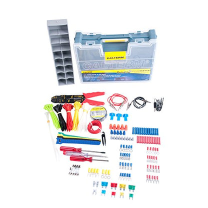 Calterm 05207 Automotive Electrical Repair Kit, 399 Pc Kit: Cable Ties, Tape, Phillips/Flat Head Screw Driver, Terminals, Tester/Probes/Alligator Lead, Wire, Stripper/Crimper, Connectors, 5-20A Fuse